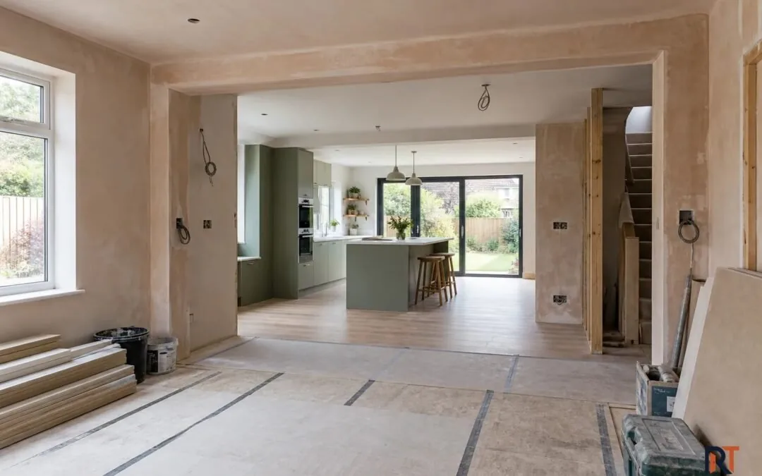 homepage-house-renovation-refurbishment-cost-uk-logo Open-plan house interior during full refurbishment